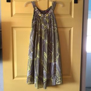 Eliza J yellow and taupe dress